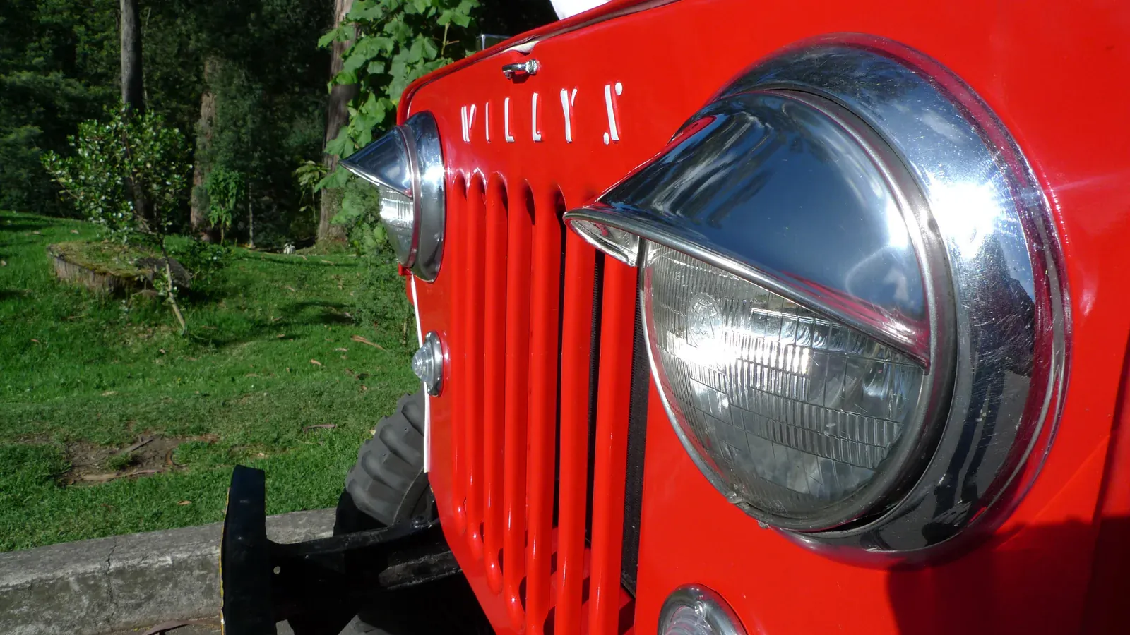 Headlights of a Jeep Willys