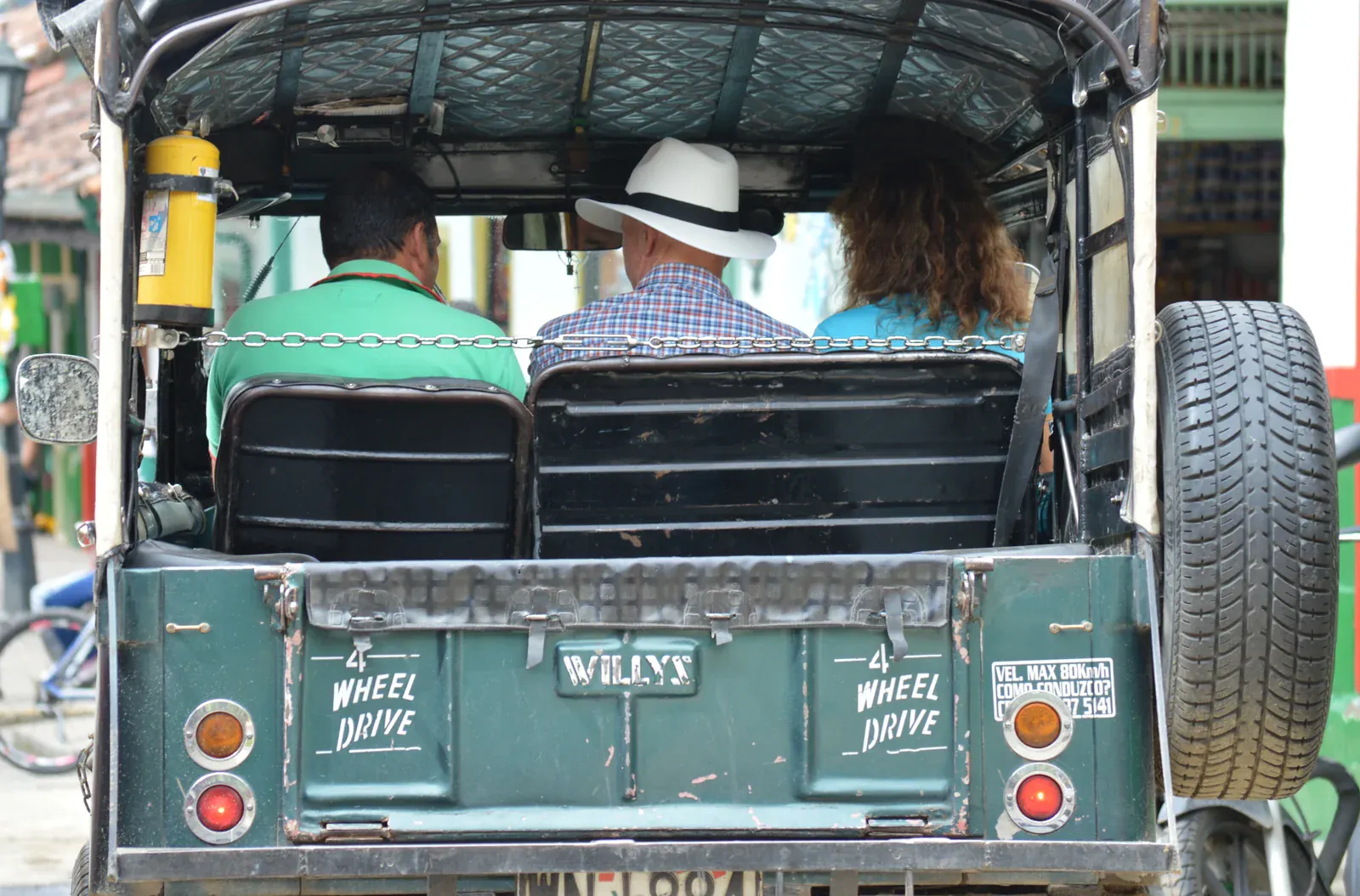Riding in the back of a Willys in Salento