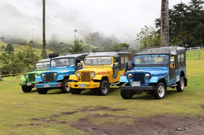 Jeep Willys parcheggiata nella Valle di Cocora
